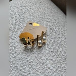 NWT! Anthropologie, Gold and Pearl Earring Set, 14k Gold Plated, MSRP $54